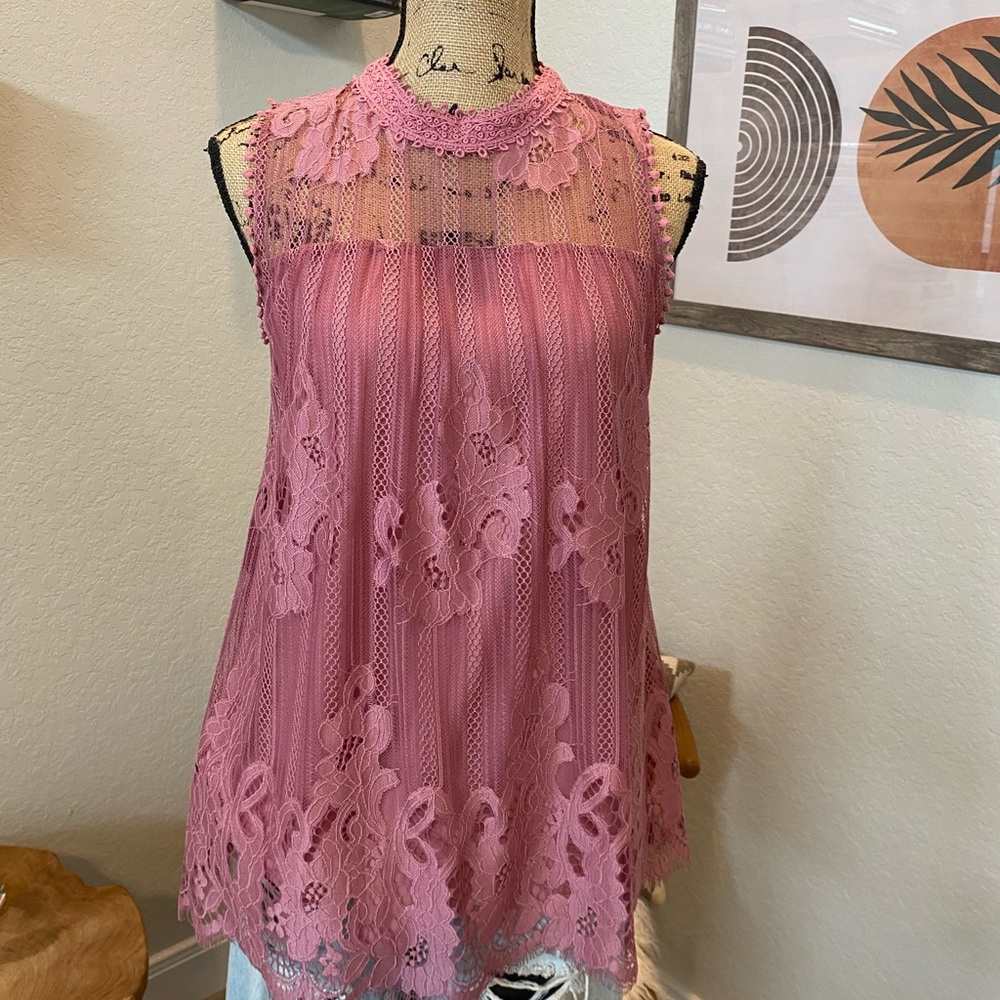 Pink lace blouse